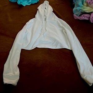 Girls white crop top hoodie
